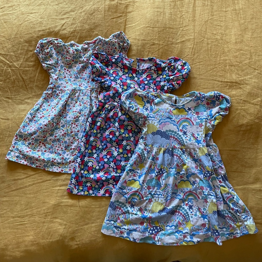 Mini Boden set of 3 3T dresses.